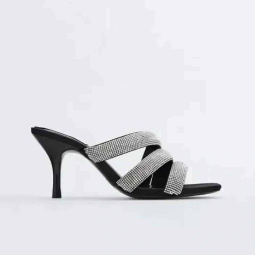 NWT ZARA Sparkly Strap Heeled Sandals Gorgeous Elegant Size 6.5​​​ - Picture 2 of 6